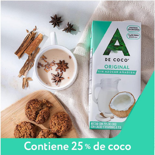 A De Coco Original Sin Azucar Añadida 1 L. (12 Pzs.)