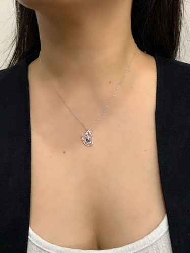 Collar Plata 925, Dije En Forma De Cisne, Estambul Joya Color Azul