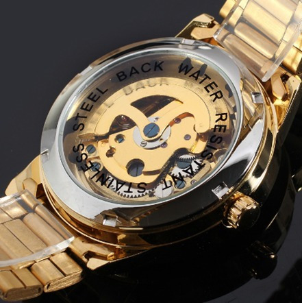 Relogio Automatico Esqueleto Dourado Automatico Lxbr R60