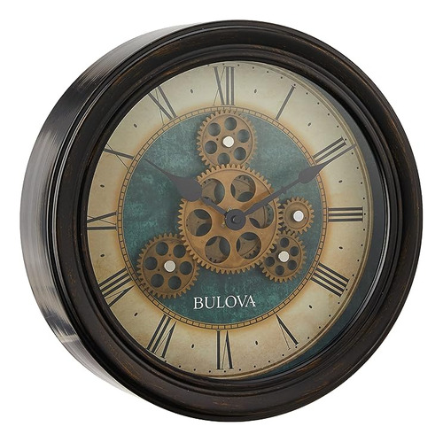 Bulova Reloj De Pared De Movimiento Industrial, 12.8, Negro