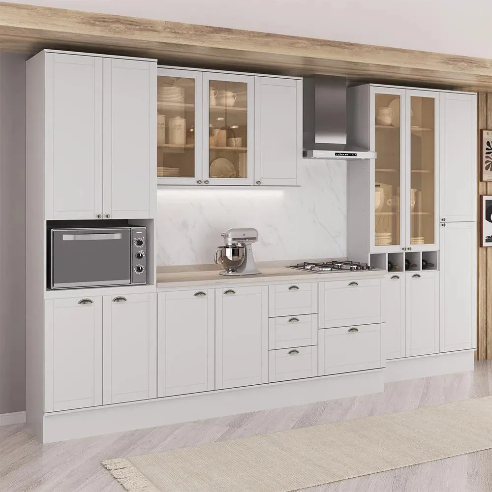 Armário De Cozinha Completa Milla Lara Carraro Branco Branco