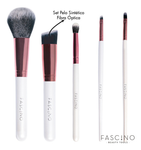 Imagen 2 de 9 de Set 5 Brochas Y Pinceles De Maquillaje Crueltyfree Fascino
