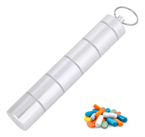 kwmobile Pastilleros para llavero (paquete de 2) – Llavero de metal mini  pastillero portapíldoras llavero portátil – Plata