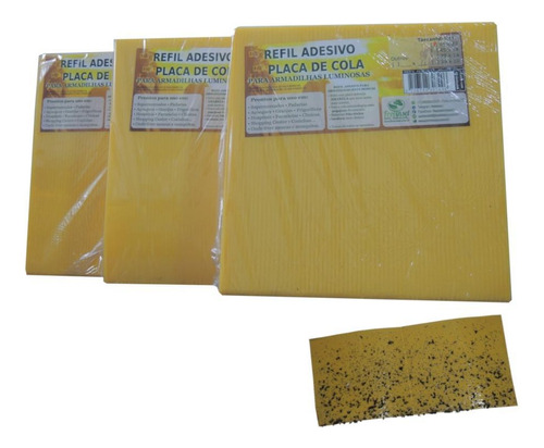 Kit 10 Refil Adesivo Amarelo Placa De Pega Moscas 39x14cm