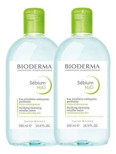 Combo 2 Sebium H2o 500ml Limpieza Pieles Grasas Bioderma