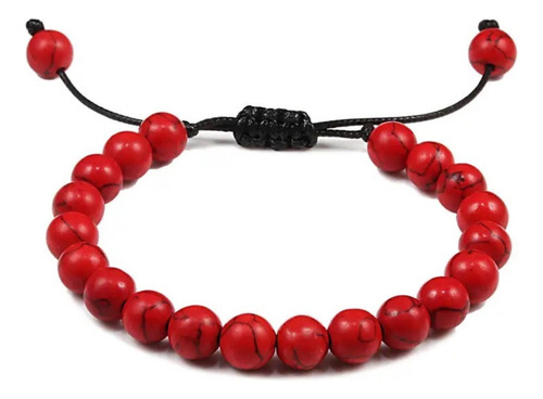 Pulsera Piedra Natural Howlita Roja Relajación Y Sabiduría