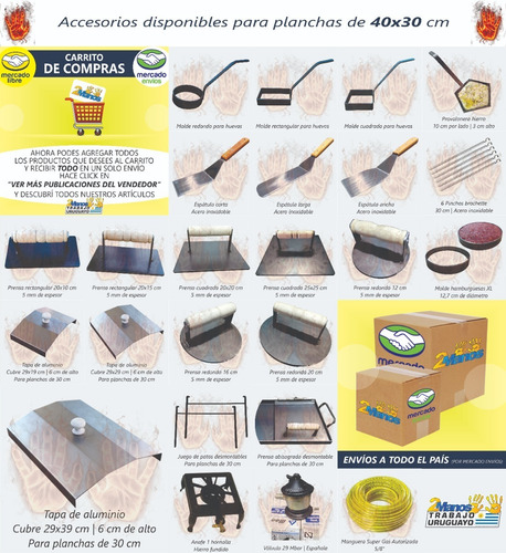 Imagen 3 de 10 de Plancha Chivitos Hamburguesas 40x30 Cm Parrilla Gas Horno
