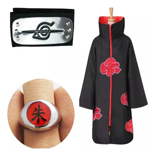 Set Capa Traje Disfraz Cosplay Akatsuki Itachi Anime Naruto 