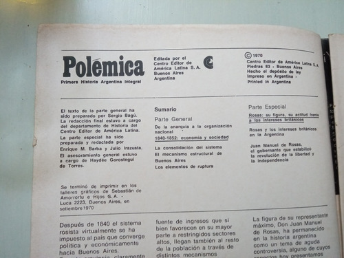 Juan M. De Rosas Rev Polémica N° 16 Y 19 ' 1970 (Usado)