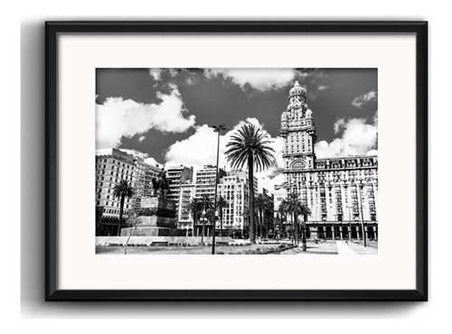 Set 8 Cuadros Montevideo Blanco Y Negro Ciudad Decoracion