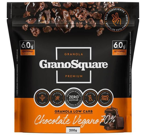Granola Low Carb Chocolate Vegano 70% 200g Granosquare