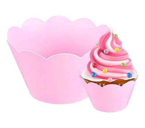 12 Unidades - Saia Para Cupcake - Rosa Candy
