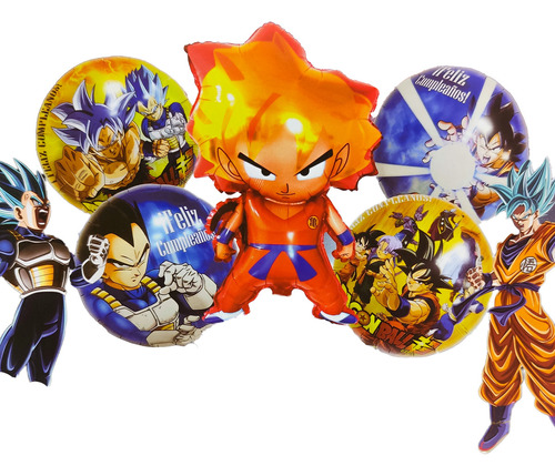 Bouquet Globos Goku Saiyajin Vegeta Dragón Ball Z Amarillo