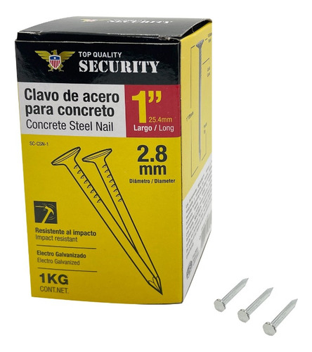 Security Clavos De Acero  Para Concreto 1pulgada  1kg