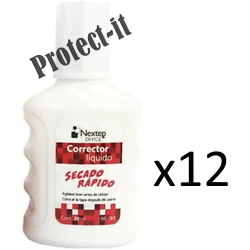 12 Correctores Liquido Botella 20ml Con Brocha Secado Rapido