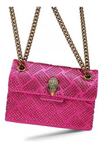 Bolso Kurt Geiger Para Mujer, Original, De Lujo, Color Rosa Rosa Chicle Lisa Níquel Dorado