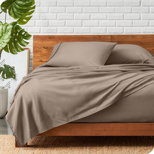 Bare Home - Juego De Sábanas De Microfibra Ultrasuave Color Taupe Diseño De La Tela Único