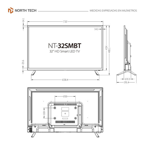 Imagen 3 de 4 de Televisor North Tech 32 Led Slim Hd Smart Tv