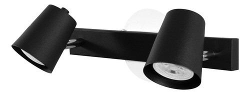 Aplique Pared Riel Spot 2 Luces Direccionable Dicro Led Gu10 Estructura Negro