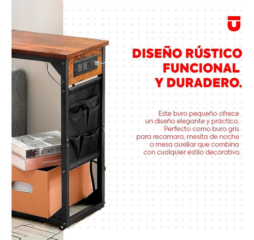 Mesa Auxiliar Moderna En Forma De C Con Estación De Carga