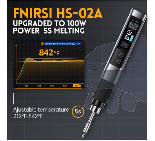 Fnirsi Hs-02a - Kit De Soldador Portátil De 100 W, 212-842 ,
