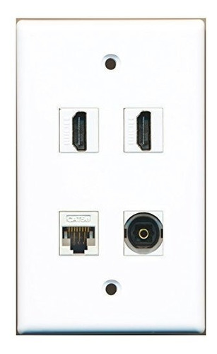 Riteav 2 Hdmi Puerto 1 Cat5e Ethernet 1 Toslink Placa De Par