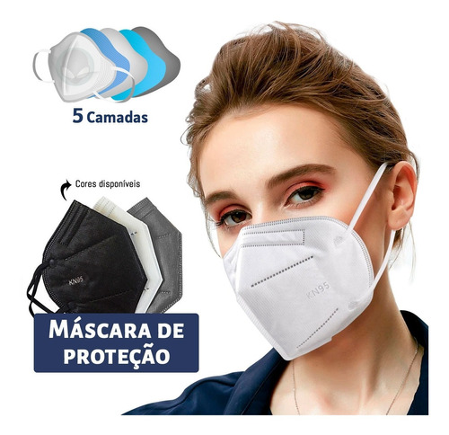 Imagem 1 de 9 de Kit 100 Máscaras Kn95 Proteção 5camada Respiratória Pff2 N95