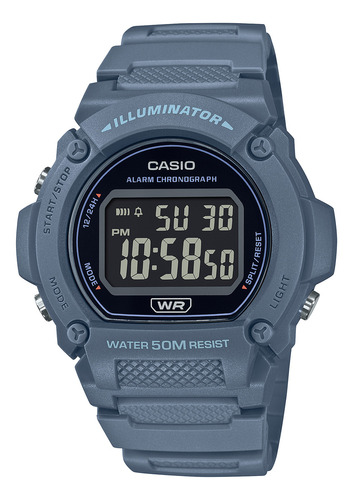 Reloj Casio Illuminator W-219hc-2bv Para Hombre Ewatch Color de la correa Azul Color del bisel Azul acero Color del fondo Negro