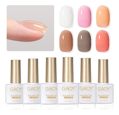 Set De Gel Constructor Gaoy Para Uñas, 6 Colores, 7,3 Ml, Vi
