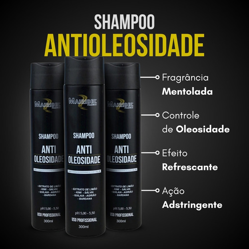 Kit 3 Shampoos Antioleosidade Refrescante Mairibel 3x300ml