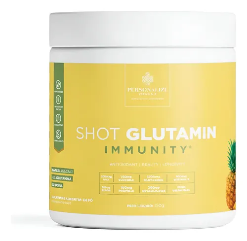 Shot Matinal Glutamina Personalize Pharma para Imunidade e Performance Sabor Abacaxi 150g
