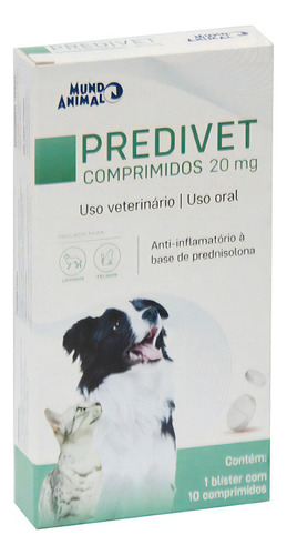 Anti-inflamatório P/ Cães E Gatos Predivet 20mg 10 Comp