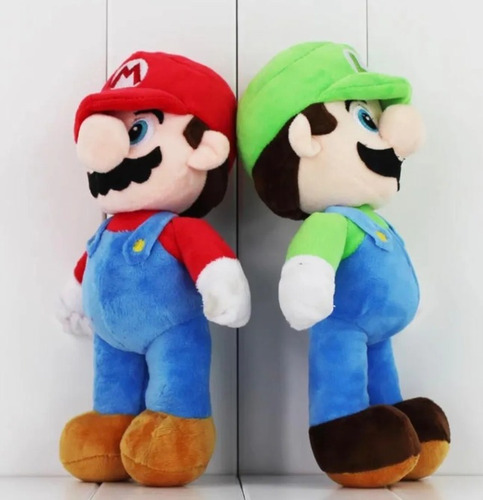 Imagen 2 de 2 de Peluches De Mario Bros Luigi Y Mario 40 Cm