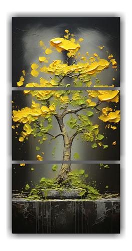 75x150cm Cuadro Decorativo Bonsái Ginkgo Biloba Amarillo Bl