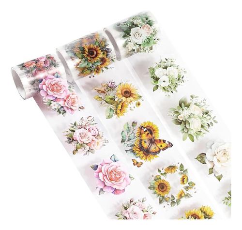 Conjunto De 3 Rolos De Fita Washi De Flores Para Artesanato