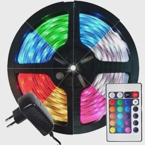 Fita De Led Digital 5050 Rgb Com Controle Remoto E Fonte