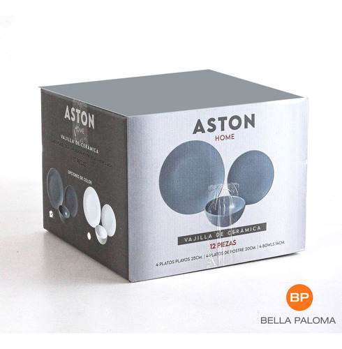 Set X12 Piezas Vajilla Platos Playo Postre Bowls Ceramica