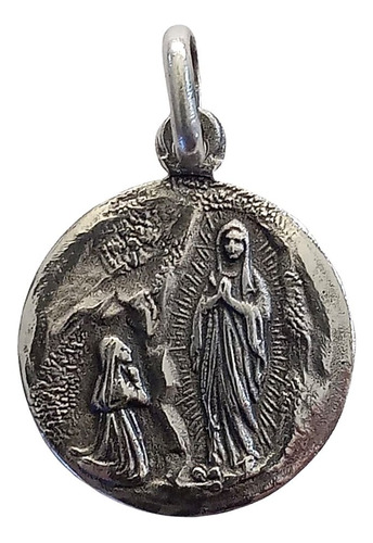 Medalla Virgen De Lourdes 18mm Grabado Sin Cargo Chiarezza