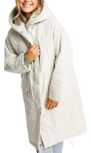 Parka Color Crema Con Diseño En Cascada De Asos Design