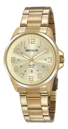 Relógio Seculus Long Life Dourado Masculino 20807gpsvda3