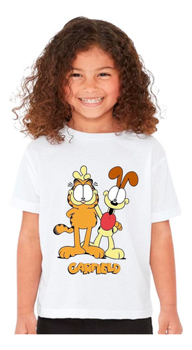 Playera Garfield Sublimada Para Niños Talla Suave Liviana