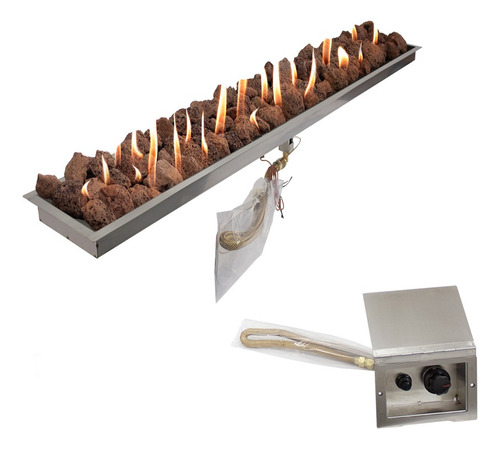 Lareira Fire Pit A Gás Retangular 100 Cm Externa Fogo E Art