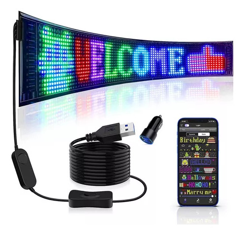 Letrero Led Luminoso Con Colores Programables, Interior Usb,