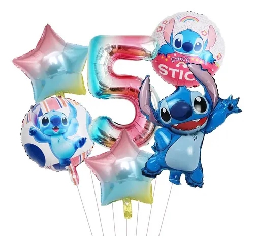 comprar Kit 6 Balões Metalizado Lilo Stitch Estrela Tie Dye Número Número 5