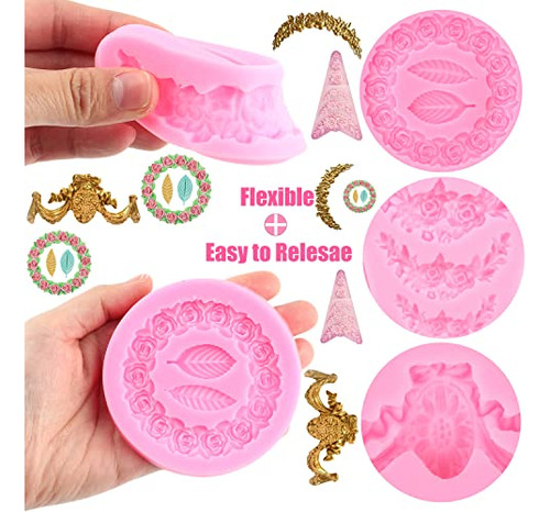 Moldes De Silicona Zixiang Con Forma De Corona De Rosas, Dis