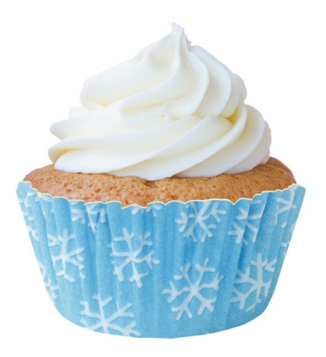 Forminhas Papel Mini Cupcakes Azul Flocos Neve Frozen 90 Uni