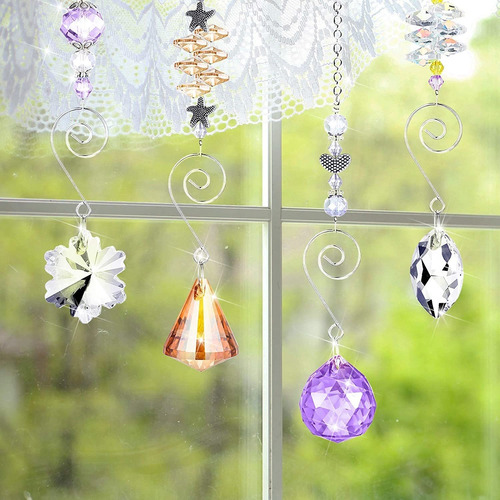 9 Pieces Christmas Crystal Suncatchers Hanging Sun Catcher W