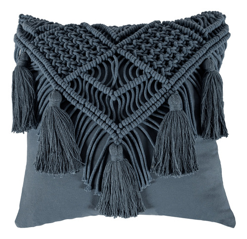 Vianney Funda De Cojin Macramé Indigo Azul Elegante