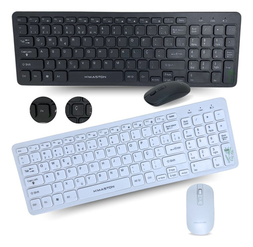 Kit Teclado Mouse Sem Fio Slim Computador Notebook Wireless