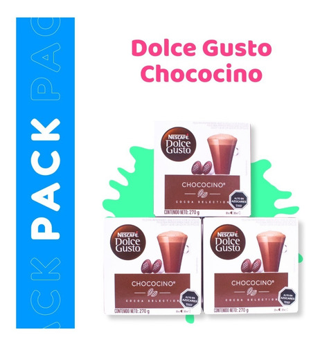 Chococino Dolce Gusto, Pack Cerrado De 3 Cajitas (48 Caps).